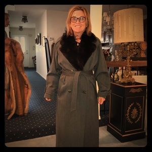 JG Hook trench coat with genuine beaver collar